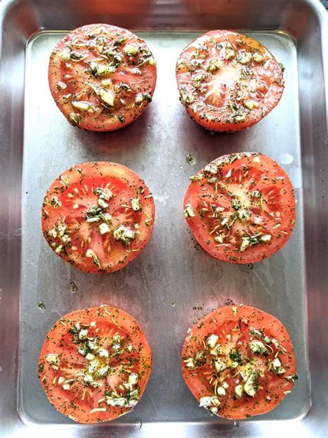 Easy Garlic And Herb Oven Roasted Tomatoes The Kitchen Magpie