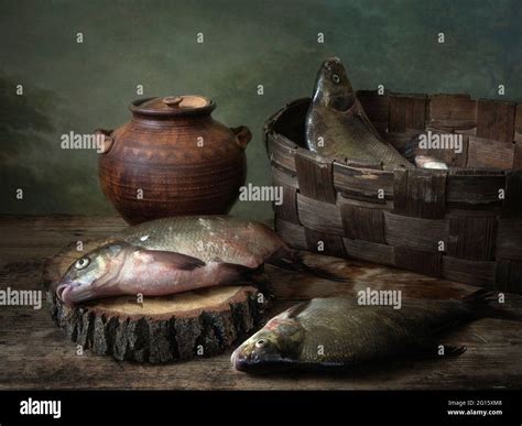 Still Life With Fish Stock Photo Alamy