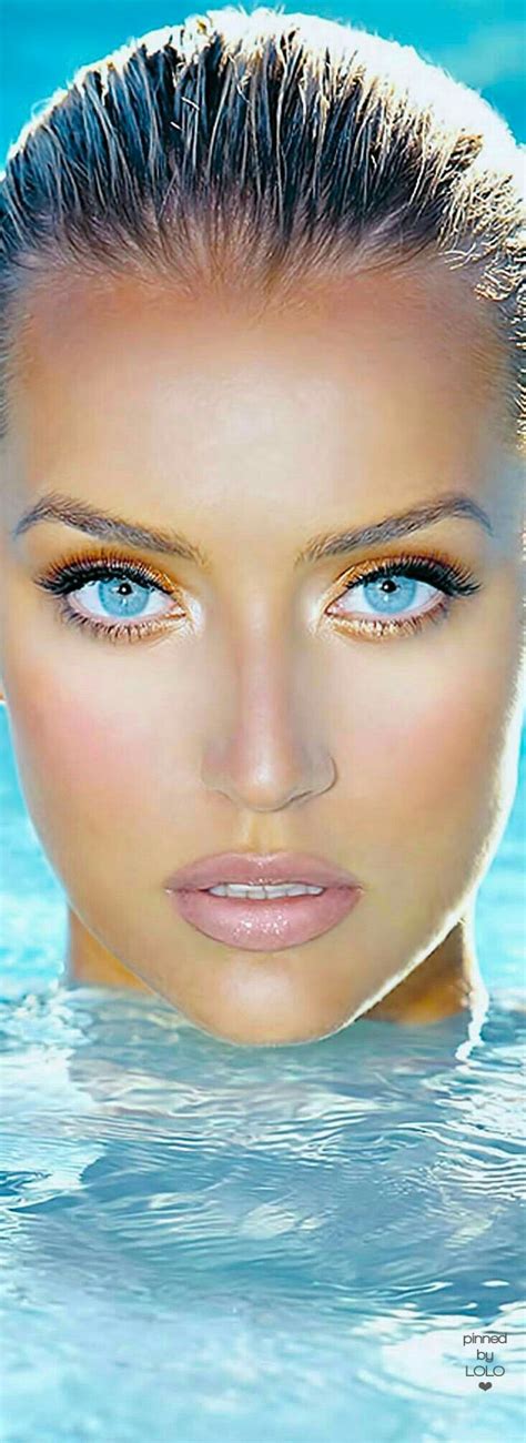 a beautiful model with piercing blue eyes i like this models eyes truly sky blue i don t think