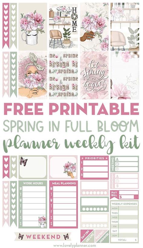 Free Printable Spring Planner Stickers Weekly Kit Lovely Planner