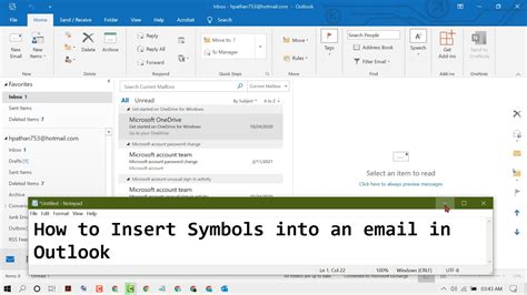 How To Insert Symbols Into An Email In Outlook Youtube