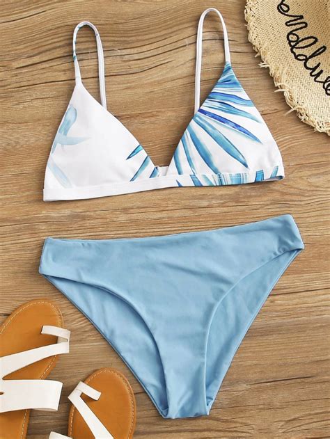 tropical print triangle bikini swimsuit shein usa bikini swimsuits bikinis cute bathing suits