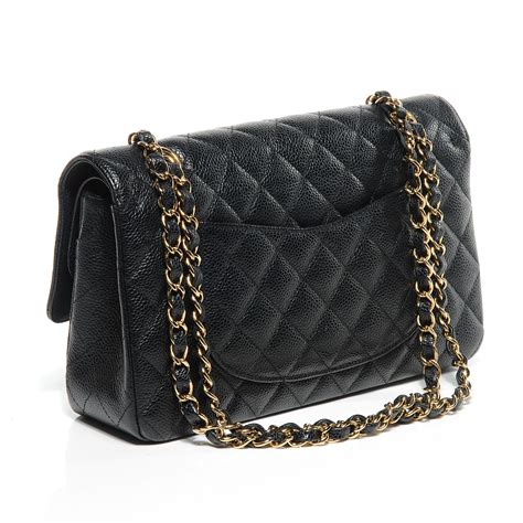 CHANEL Caviar Quilted Medium Double Flap Bag Black 54397