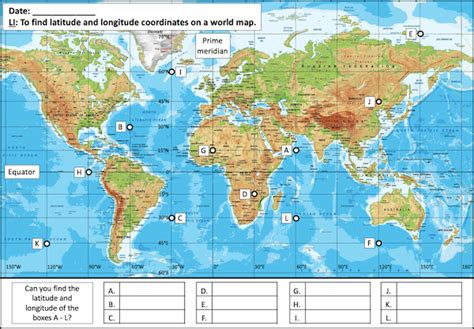 Finding Latitude And Longitude Coordinates On A World Map Teach It