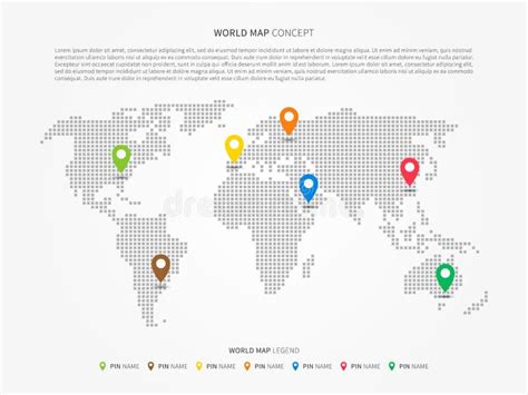 World Map Infographic With Colorful Pointers Vector