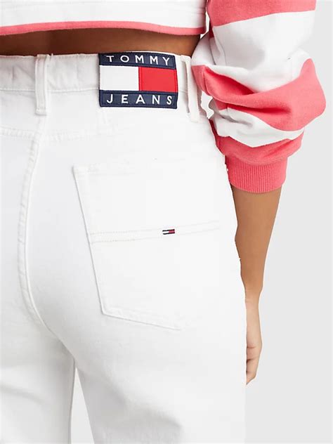 Mom Ultra High Rise Tapered White Jeans Denim Tommy Hilfiger