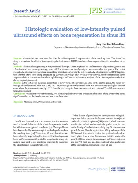 Pdf Histologic Evaluation Of Low Intensity Pulsed Ultrasound Effects