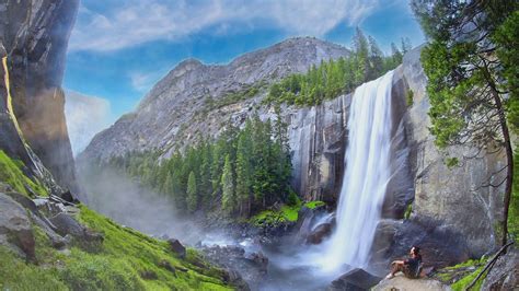 Beautiful Nature Scene Waterfall Mountains Animation Video Background Wallpaper Loops 1080p