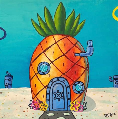Spongebob Pineapple Acrylic Painting Etsy