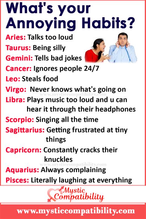 Annoying Habits Compatible Zodiac Signs Zodiac Signs Funny Soulmate Signs