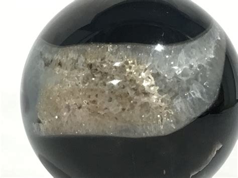 Agate Sphere Black Agate And Druzy Sphere Crystal Sphere Healing