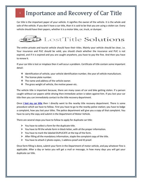 How To Apply For A Lost Car Title If A Title Is Lost Or Destroyed