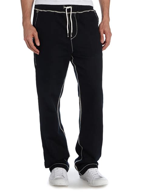 True Religion Straight Leg Tracksuit Bottoms With Contrast Stit In