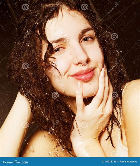 Girl Taking A Shower Stock Image Image Of Lips Girl 96935749