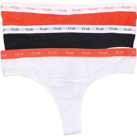 Buy French Connection Womens Fcuk Three Pack Thongs Fire Coralwhiteblack