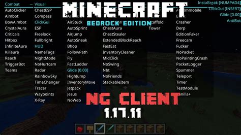 Minecraft Bedrock Windows 10 NG Client Version 1 17 11 NG Hacked