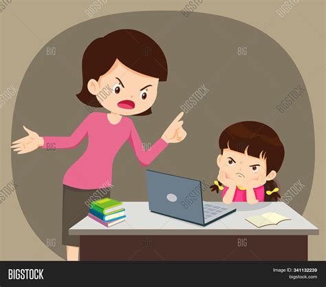 Mother Scolds Her Vector And Photo Free Trial Bigstock