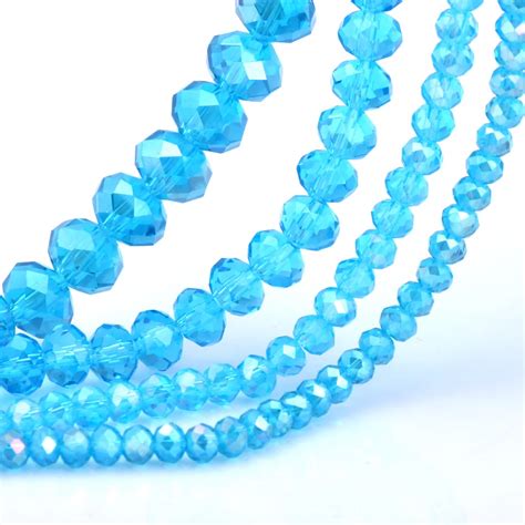 Crystal Glass Faceted Rondell Blue Faceted Glass Beads Lot