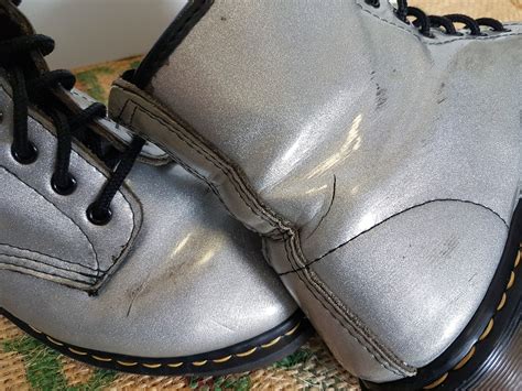 Dr Doc Martens Silver Boots Metallic Glitter Patent Leather Etsy