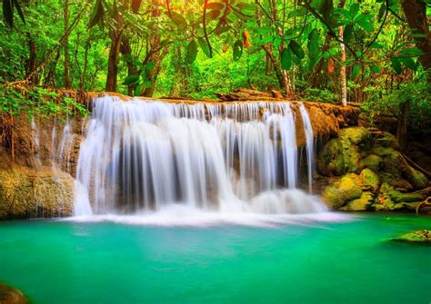 Green Wallpaper Pc Waterfall 4k Background Water Uhd Tropical Nature