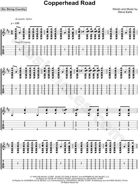 Six String Country Copperhead Road Guitar Tab In D Major Download