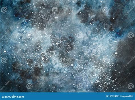 Cosmos Cosmic Space With Galaxies Nebulae And Stars Watercolor
