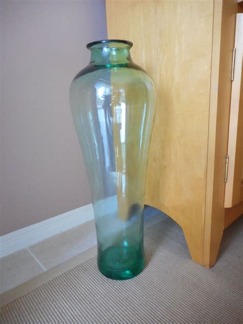 Sold ~ Huge Authentic Vintage Handmade Blenko Large Antique Green Glass 1980 1999 Floor Vase 24