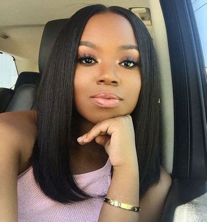Ace Middle Part Long Bob Hairstyles For Black Women