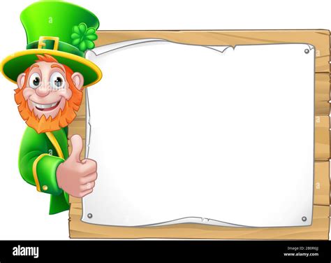 Leprechaun St Patricks Day Cartoon Sign Background Stock Vector Image
