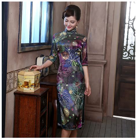 Captivating Print High Quality Cheongsam Qipao Dress Qipao Cheongsam