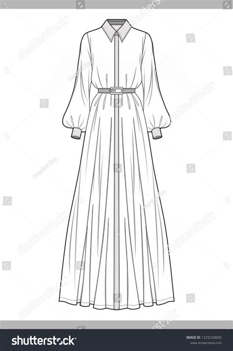 Dress Fashion Technical Drawings Vector Template Stock Vector Royalty
