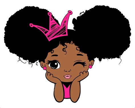 Peekaboo Girl With Puff Afro Ponytails Svg Cute Black 956908