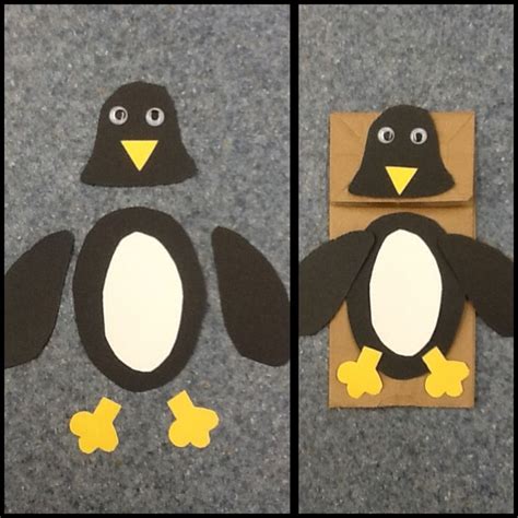 Preschool Hand Puppet Penguin Craft You Can Paint The Lunch Bag White