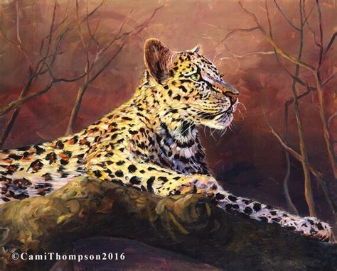 African Leopard Wildlife Oil Painting Print Giclee Print Etsy