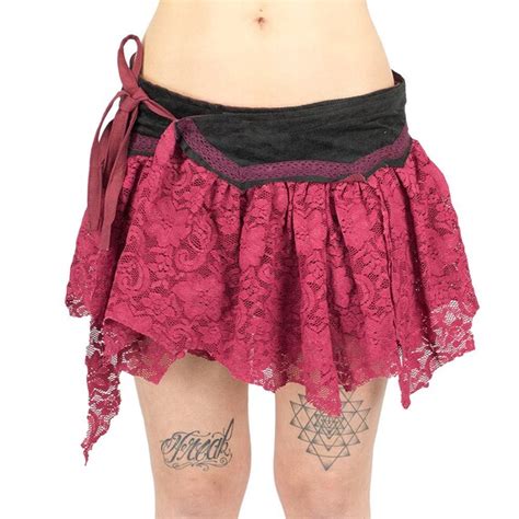 Red Short Lace And Crochet Skirt Gypsy Bohemian By Baliwoodshop