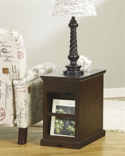 Chair Side End Table With Power Outlets And Pull Out Shelf By Signature