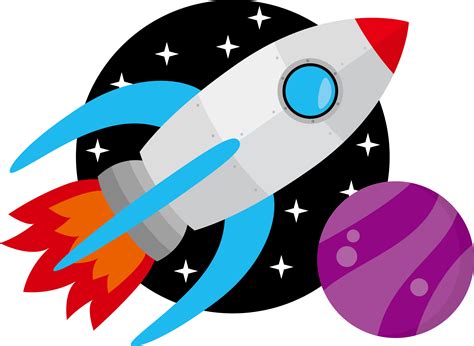 Launch Spacecraft Vector Fly Space Rocket Vector Clipart Large Size