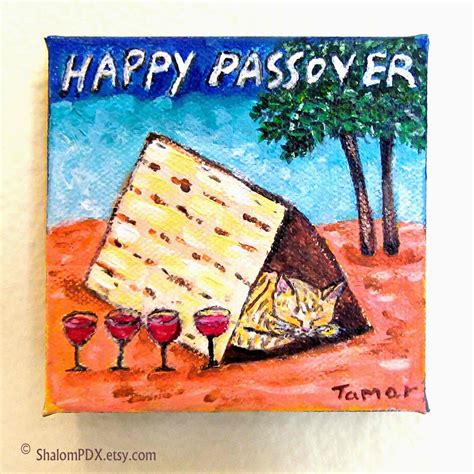 Funny Passover Art Jewish Ts Cat Art Original Mini Etsy Jewish