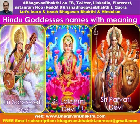 List Of Hindu Goddess Names With Meaning Bhagavan Bhakthi Hinduism