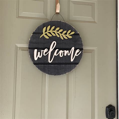 Small Welcome Sign For Front Door Black Shiplap Porch Sign Etsy