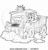 Snow Plow Coloring Truck Driver Clipart Plough Outlined Waving Illustration Happy Royalty Visekart Printable Vector Getcolorings sketch template