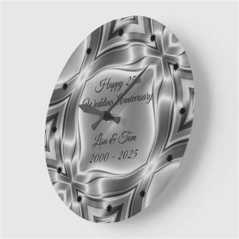 Happy 25th Silver Wedding Anniversary Large Clock Zazzle