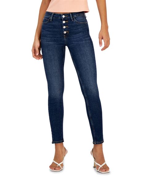 Guess High Rise Button Fly Skinny Jeans In Blue Lyst