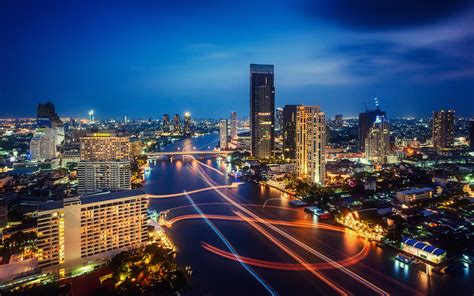 Papel De Parede 2000x1250 Px Arquitetura Bangkok Barcos Edifícios