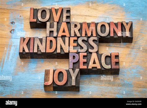 Love Harmony Kindness Peace And Joy Inspirational Word Abstract In