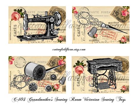 Vintage Sewing Machine Art Printable Digital Collage