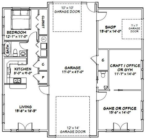 50x48 1 Rv Garage 1 Br 15 Ba Pdf Floor Plan 2274 Sq Ft Instant