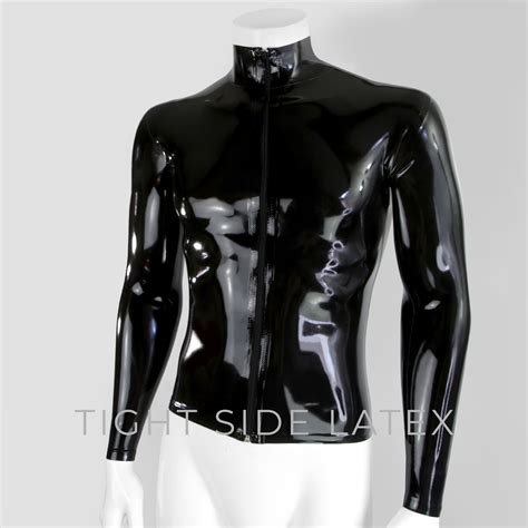 Latex Zip Polo Neck Top Tight Side Latex