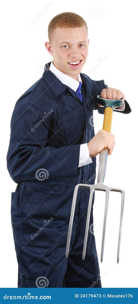 Guy With A Fork Stock Image Image Of Worker Portrait 24179473