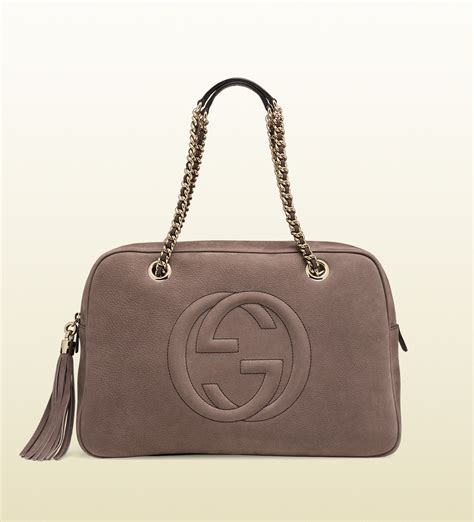 Gucci Soho Nubuck Leather Chain Shoulder Bag In Gray Lyst